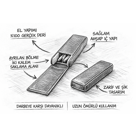 KRIC İkili Deri Kalem Kılıfı – Mavi